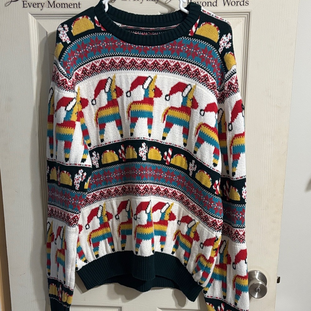 Christmas Piñata Taco Pattern Knit Sweater